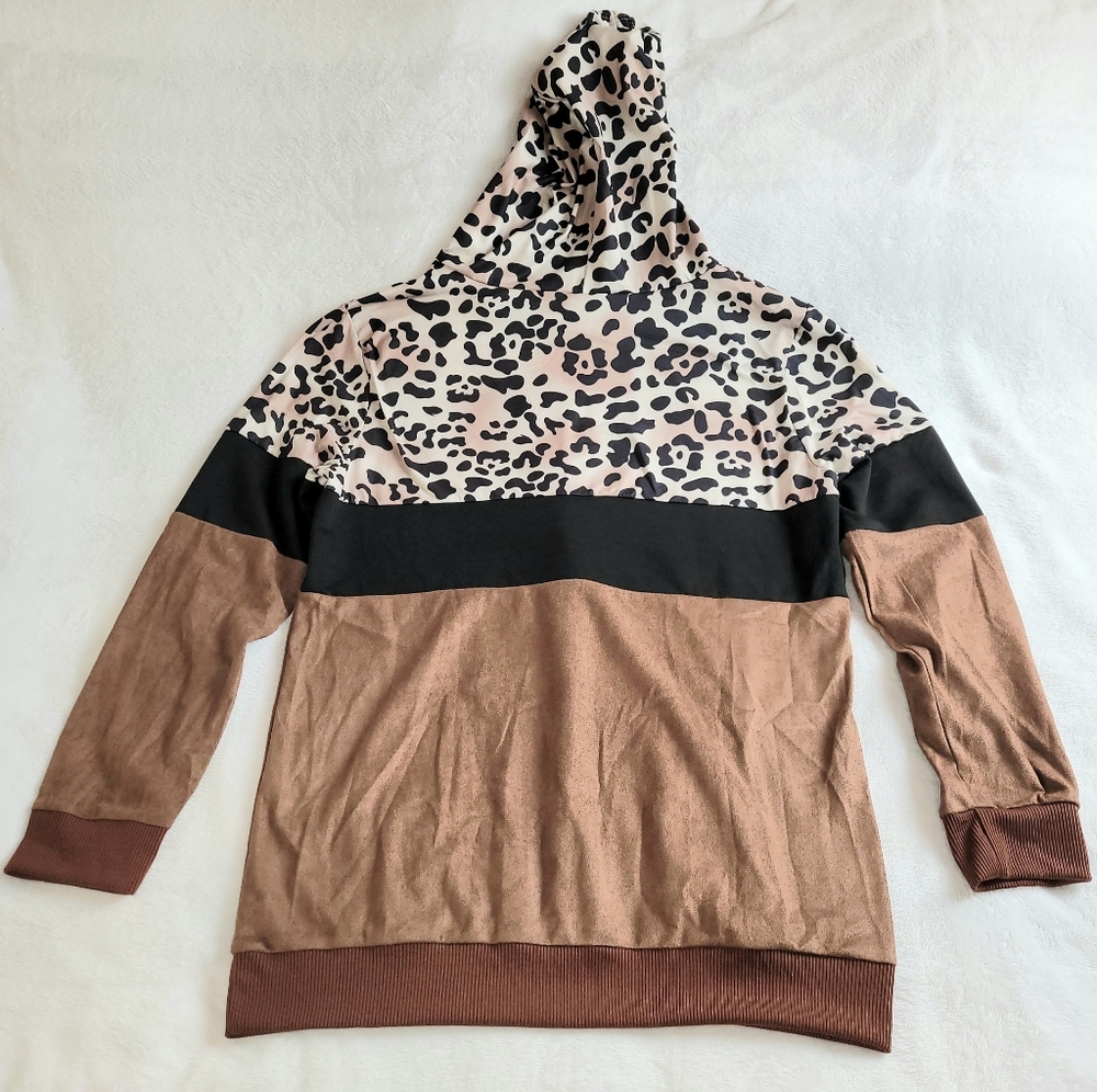 (Nwot) Leopard Print Color Block Hoodienwot) Leop… - image 2